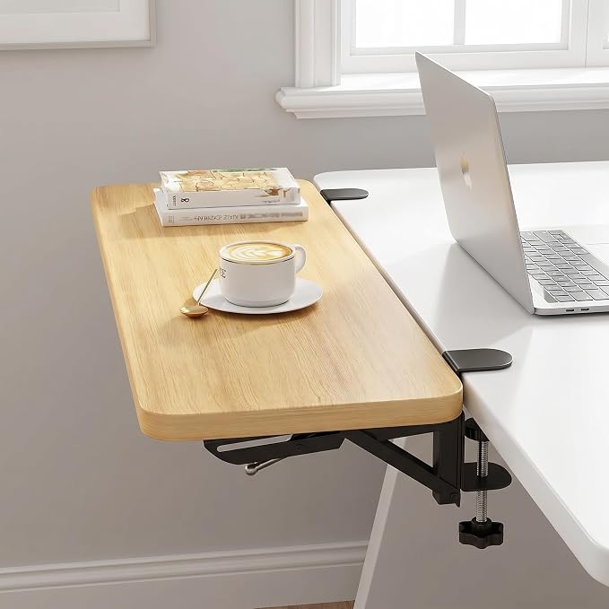 Adjustable Desk Keyboard Tray Extender, Clip-on 90-Degree Folding Desktop Extension Panel for Office, Dining Table, Bookshelf & Window Use Color2 25x17.5cm (9.8inx6.9in)