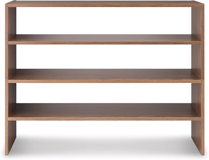 Whitmor Wood Stackable 2-Shelf Shoe Rack, Walnut, 31 inches