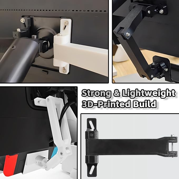 3D-Printed Portable Monitor Extension Arm, Side/Top Mount for Tablets, Phones & 7–18" Portable Screens, VESA 75x75 Compatible (Black, About)