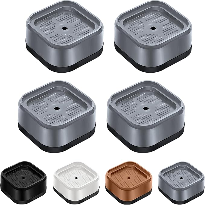 shouwuhho 4 Pack Furniture Risers Adjustable Bed Risers Heavy Duty Lifts Height 1", Square Stackable Bed Risers 1, 2 or 3 Inch for Desk Leg Table Couch Sofa Chair Bed Frame Legs Dorm, Gray