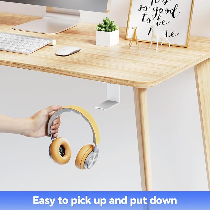 2Pack Heavy Duty Under Desk Headphone Stand, No Drill Mount with strong Adhesive Holder for AirPods Max, Sony, Bose & Gaming Headphones, Home Office Studio Dorm Organizer (H02F-2P-white)