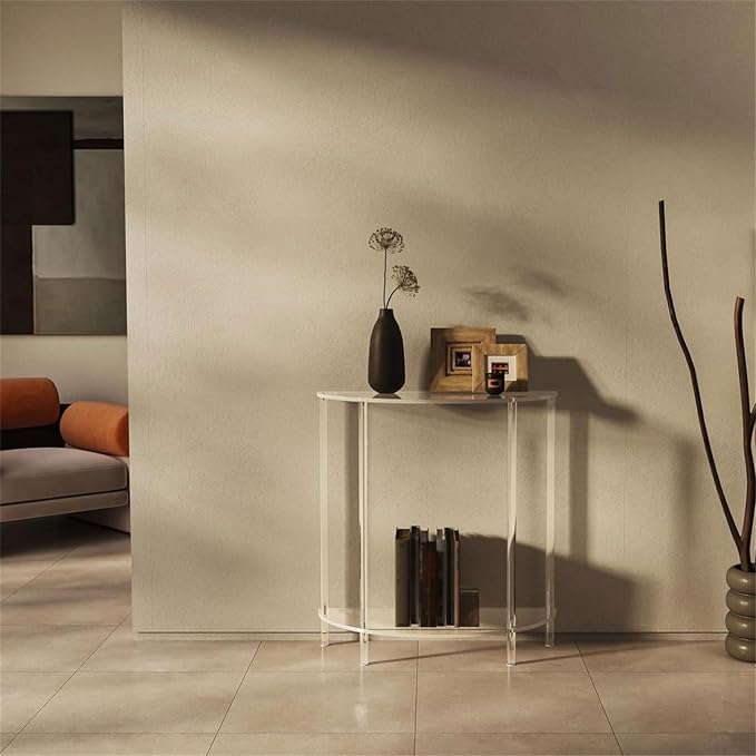 Portable Acrylic Corner Shelf Table with Two Tiers for Efficient Use of Space Saving in Any Room Organization