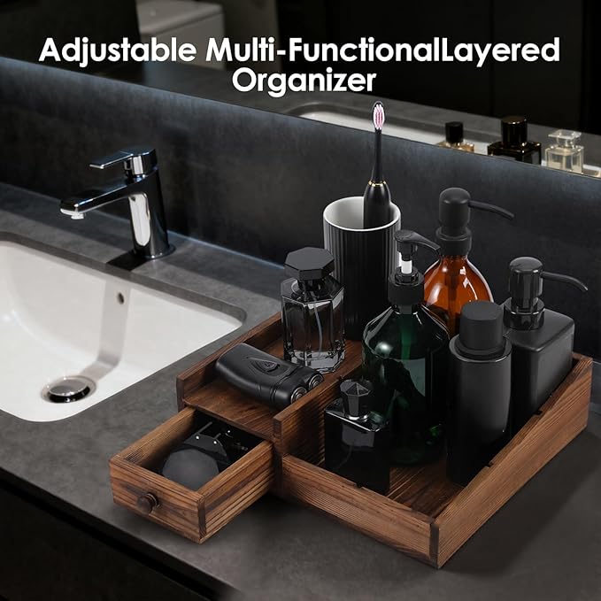 Organizer for Men,Bathroom Countertop Organizers,Perfume Organizer,Cologne Organizers,Bathroom Storage,Perfume Stand,Dresser Organizer,Desk Organizer,Gifts for Men,Adjustable Partition(Bourbon Brown)