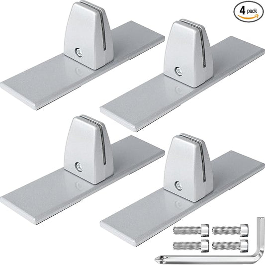 4 Packs Sneeze Guard Clamp Bracket, Sneeze Guard Shield Base for Countertop, Stick On Heavy Duty Aluminum Partition Guard Clip, Panel Support Clamp Stand for Clear Acrylic Desktop Counter Reception
