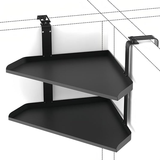 Office Cubicle Shelf, 17 inch Storage Organizer Floating Corner Rack Hanging, Adjustable Cubicle Corner Shelf with Adjustable Hooks, 1 Pack