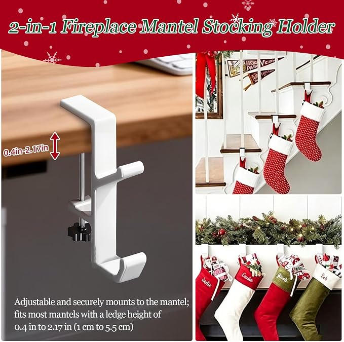 Desk Mount Bag Holder Hook Clamp,On Backpack Hanger Portable Desk Mount Headphones Holder for Reduce Desk Clutter Table Desk Table Hanging Storage (2 Pcs-Double Hook White)