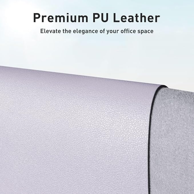 Aothia Faux Leather Desk Mat - Non-Slip PU Leather Desk Blotter, Waterproof Writing Surface, Large Desk Pad for Office & Home (Soft Lavender, 55" x 17")