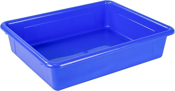 Storex Letter Size Flat Storage Tray – Organizer Bin for Classroom, Office and Home, Blue, 5-Pack (62517U05C)