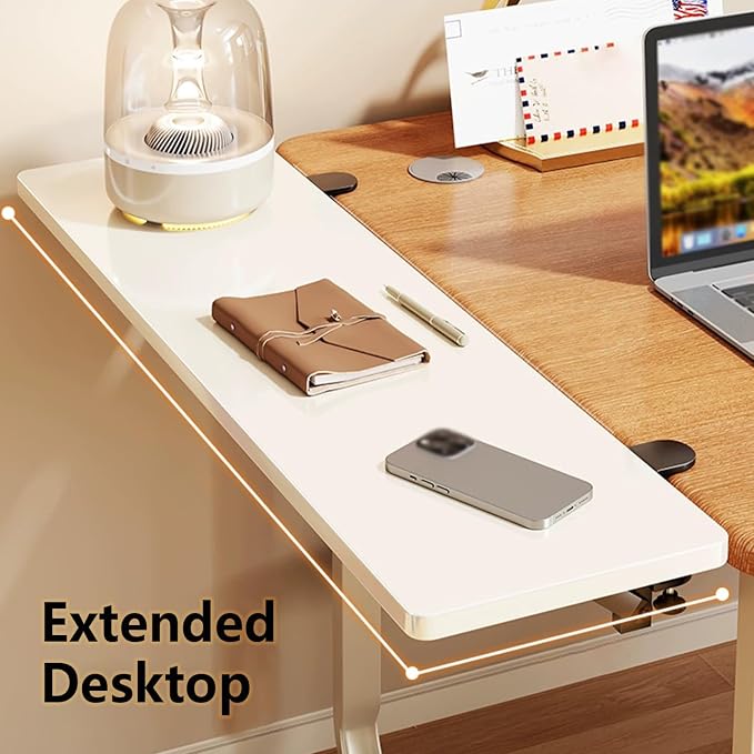 Adjustable Desk Extension, Rounded-edge Desk Extension Tray, 40-pound Weight Capacity, Expands Workspace while Saving Space(Walnut,50cm/7.9in)