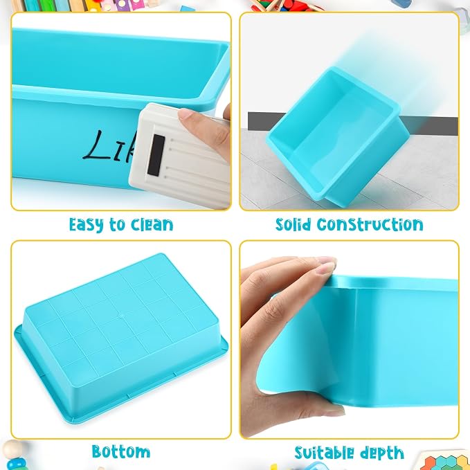 Hoteam 10 Pcs Flat Storage Organizer Tray Bin Paper Tray for Classroom Plastic Stackable File Organizer for School Office Teacher Book Organization(Teal,13.78 x 9.84 x 3.15 Inch)