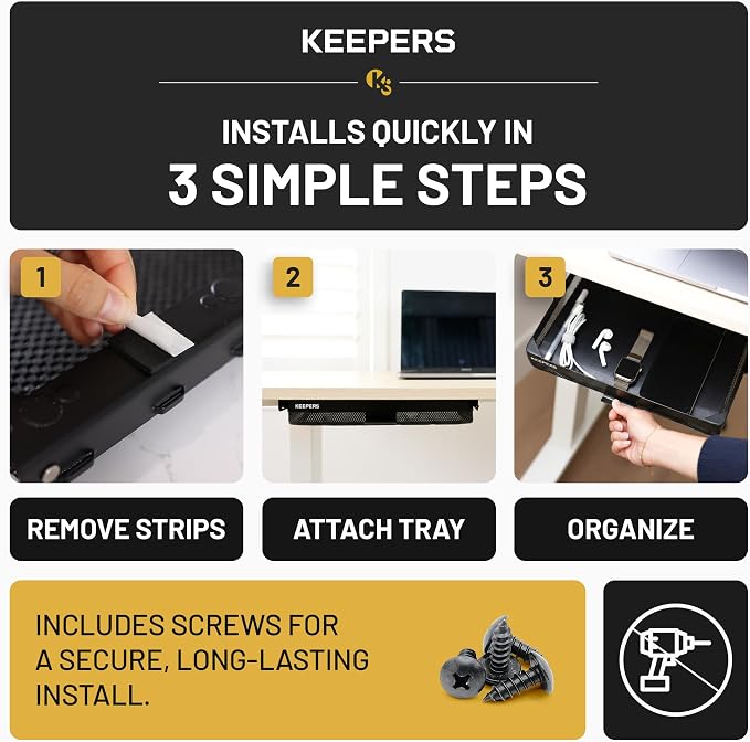 Anything Keeper - Compact Under-Cabinet Slide-Out Storage Drawer for Kitchen, Office, Desk, RV & Small Spaces | Hidden Organizer, Sturdy Steel, Easy Screw-In Mount, Fits 11x10x2.5 in - Black