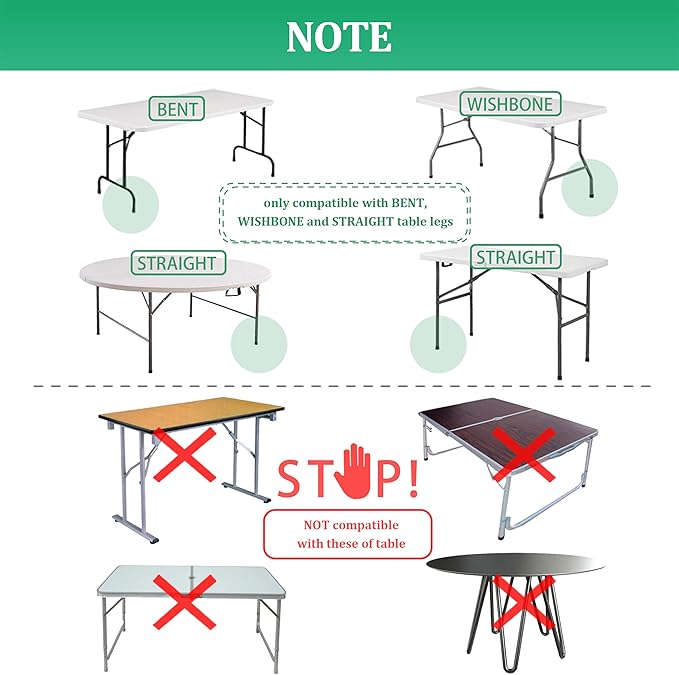 Folding Table Risers for Straight/Bent Leg, Durable Table Leg Extensions 2 Levels/Heights Table Leg Extenders 3.6in | 5.2in - All for Treating Your Back Pain (4-Pack)