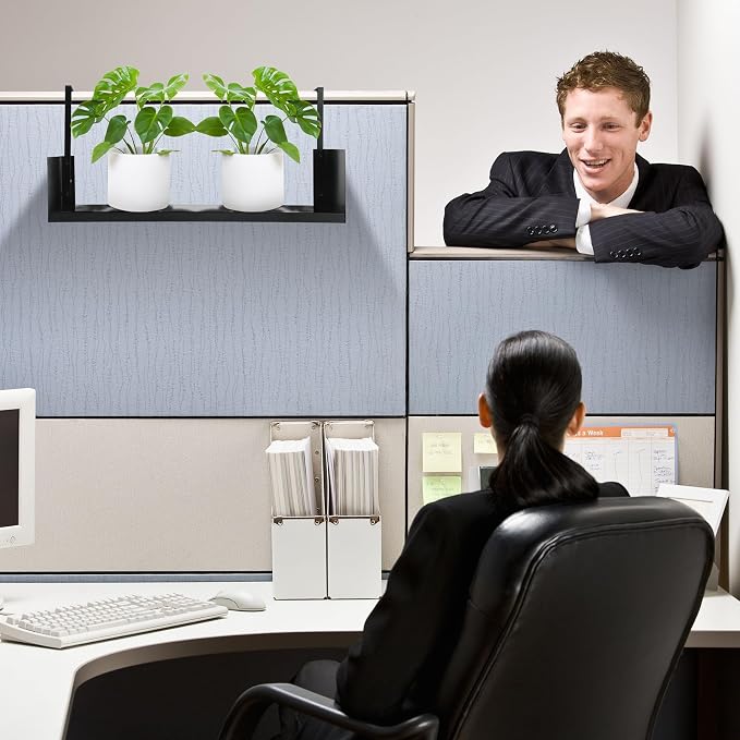 Lineshading Office Cubicle Shelf Storage Organizer Hanging File Organizer Cubicle Hanging Shelf Accessories Storage Bookshelf with Hooks for Home Desk