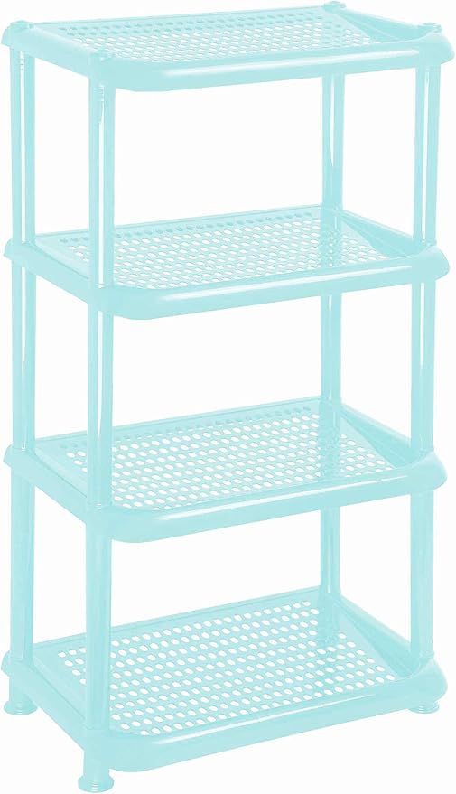 Mintra Home Light Duty Plastic Storage Racks (Rectangular Rack, Teal)