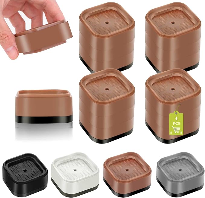 4 Pack Furniture Risers 3 Inch, Adjustable Bed Risers Heavy Duty for Table Desk Couch Chair Sofa Cabinet Bed Legs Dorm, Square Stackable Bed Raisers Blocks Lift Height 1", 2",3"or 4", Brown