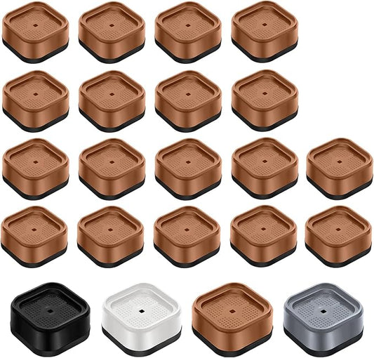 shouwuhho 18 Pack Furniture Risers Adjustable Bed Risers Heavy Duty Lifts Height 1", Square Stackable Bed Risers 1, 2 or 3 Inch for Desk Leg Table Couch Sofa Chair Bed Frame Legs Dorm, Brown