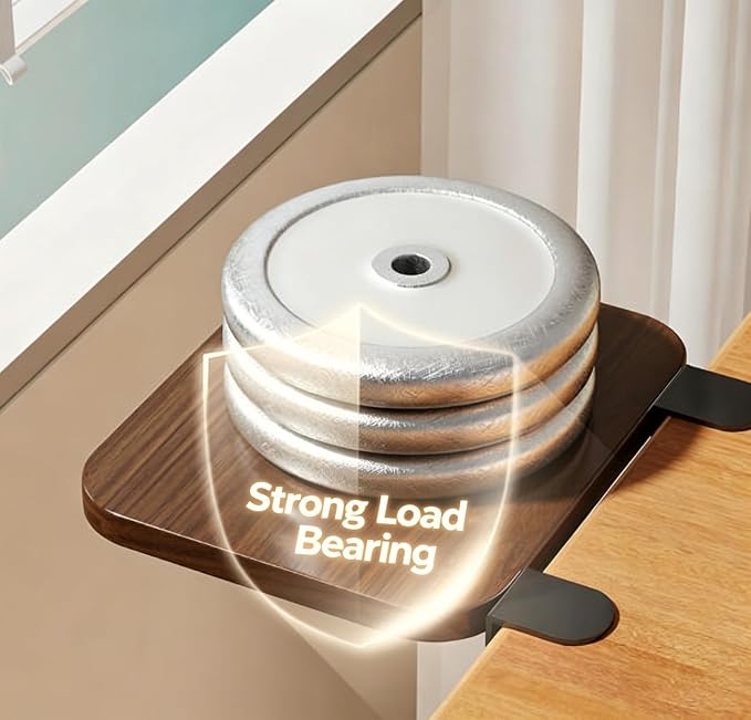 Desk Extender Tray, 10 * 7 Inch Ergonomic Clamp On Desk Extender, Mouse & Keyboard Extender for Desk, No Drill Keyboard Tray Under Desk for Home Office Workspace (Walnut, 10 * 7 Inch)