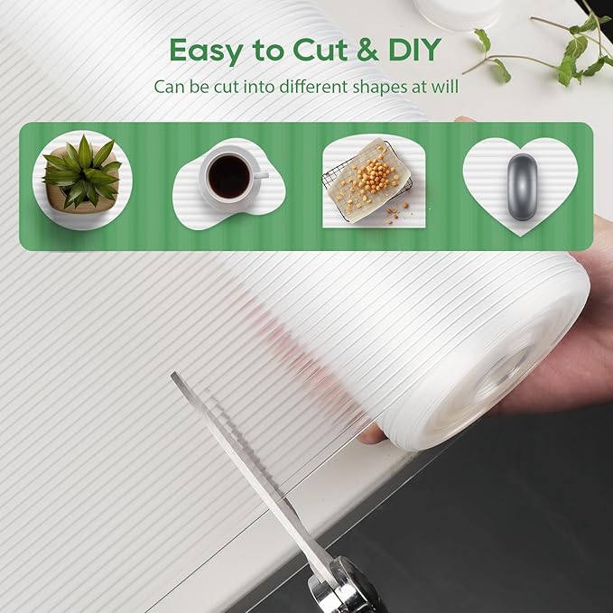 Anoak Shelf Liner Cabinet Liner, Non Adhesive Drawer Liner, Washable 24 Inch x 20 FT(240 Inch) Waterproof Durable Non-Slip Shelf Liner for Kitchen, Drawer, Refrigerator Stripe Clear