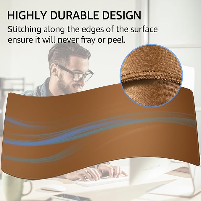 KTRIO Large Gaming Mouse Pad, Desk Mat, 31.5 x 15.7 in, Coffee Brown, XXL | Smooth Micro-Weave Surface, Artistic Pattern Design, Non-Slip Rubber Base, Durable Stitched Edges, Office & Home Use