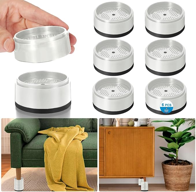 Bed Risers 1 inch, 2 inch, 3 inch, 4 inch Heavy Duty, Adjustable Furniture Riser for Table Desk Couch Sofa Chair Refrigerator Washing Machine, Stackable Bed Raisers Blocks (White 6 Pack, 1 inch)