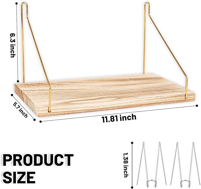 2-Pack Cubicle Shelf For Fabric Walls With Hooks：12x6.0in Wooden Cubicle Shelf Hanging Silver Bracket Use For Office Cubicle Accessories Office Stylish Ations Cubicle Decorations For Women Desk
