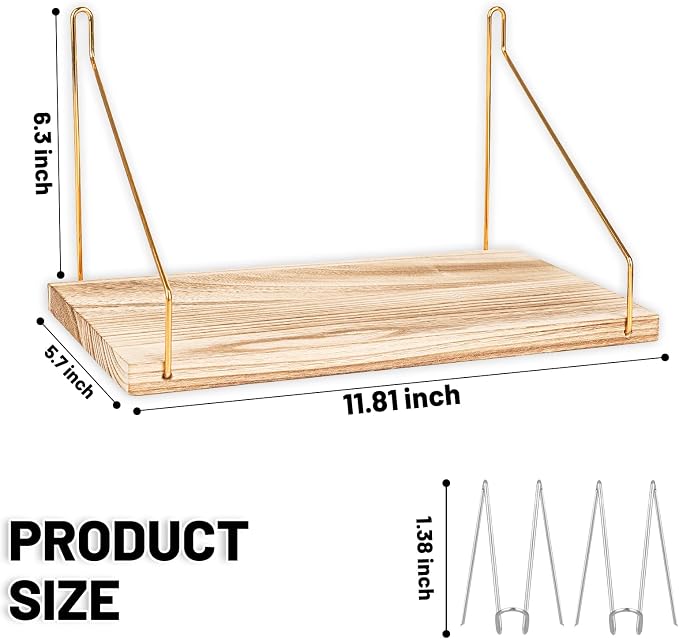 Cubicle Shelf For Fabric Walls With Hooks：12x6.0in Wooden Cubicle Shelf Hanging Organizer Silver Bracket Use For Office Cubicle Accessories Office Stylish Ations Cubicle Decorations For Women Desk