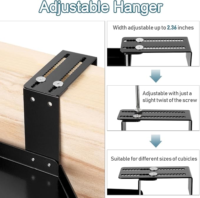 Office Cubicle Shelf Cubicle Storage Organizer Cubicle Accessories Height Adjustable Cubicle Corner Shelf with Adjustable Hooks