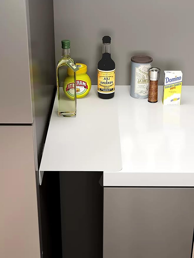 Metal Kitchen Refrigerator Gap Partition Countertop Gap Extension Board, Refrigerator Side Partition, Gap Covers Between Countertop And Walls, No Drill (White, 23.62 * 3.93inch)