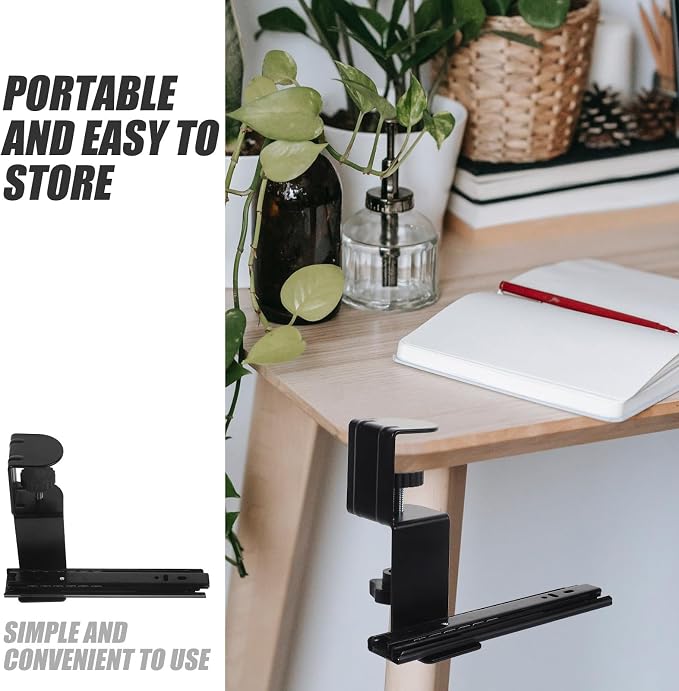 Ipetboom 2 Sets Adjustable Desk Extender Bracket Arms with Sliding Rails, Foldable Keyboard Support Shelf for Office Desk Extension and Workspace Organization