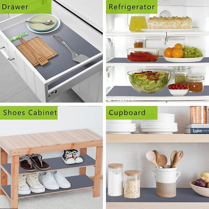 Drawer and Shelf Liner, Shelf Liner Non Adhesive Refrigerator Mats Washable, No Odor Plastic Pantry Liners Wire Shelf Paper Drawer Liner for Cupboard Kitchen