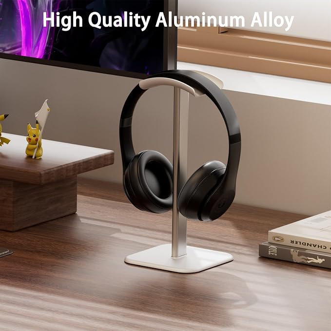Headphone Stand for Desk - Headset Stand with Aluminum Hanger, Headphone Holder for AirPods Max, Sony, Bose, Beats and More (White_2 Pack)