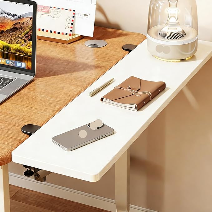 White,90 * 20,Desk Extender Tray, 35.4" x 9.8" Clamp On Desk Shelf, Wood Desk Extension, Table Desk Arm Rest, Clamp On Keyboard Tray for Office and Home, Workstation Organizer, Large