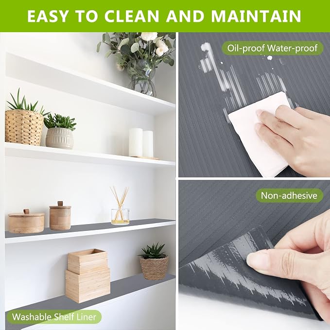 Drawer and Shelf Liner, Shelf Liner Non Adhesive Refrigerator Mats Washable, No Odor Plastic Pantry Liners Wire Shelf Paper Drawer Liner for Cupboard Kitchen
