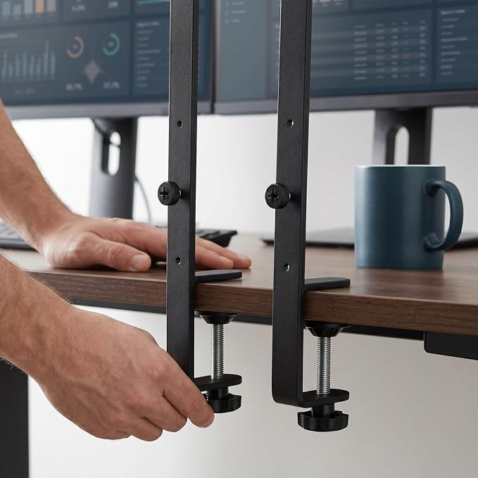 Didiseaon Adjustable over the Table Rod Stand Black Desktop Stand with 2 Perforated Board Brackets Height Adjustable Desk Mounting Bracket for Pegboards Home and Office Organization
