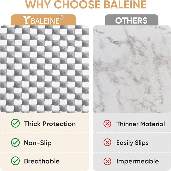 BALEINE Cabinet Liner, 24 in x 20 Ft Drawer and Shelf Liner for Kitchen Cabinets Non-Adhesive, Non-Slip Protect Desks, Cupboard, Drawers, Shelves, Tableware (Gray)