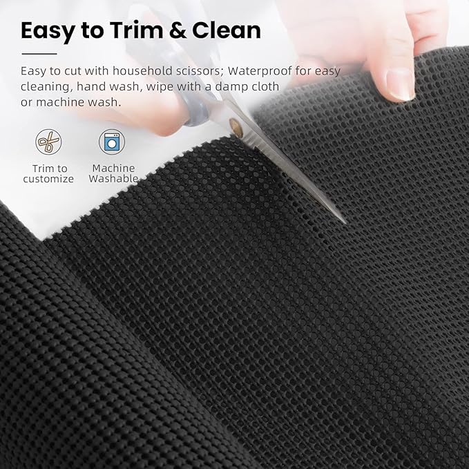 BAGAIL Non-Adhesive Shelf Liner, Thick Strong Grip Drawer Liners for Kitchen Cabinets, Heavy-Duty Easy Cut Cabinet Liners for Shelves, Pantry, Bathroom Cupboards - 20" x 30FT, Black