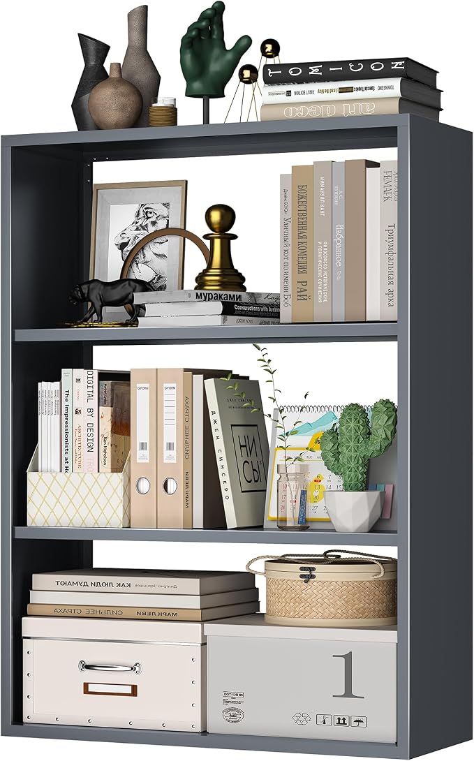 3 Tier Small Book Case, Space-Saving Corner Shelf for Desk Side, Under Desk, Sofa Side & Bedroom, Expand Your Storage in Small Spaces, Home, Office & Apartment Organizer