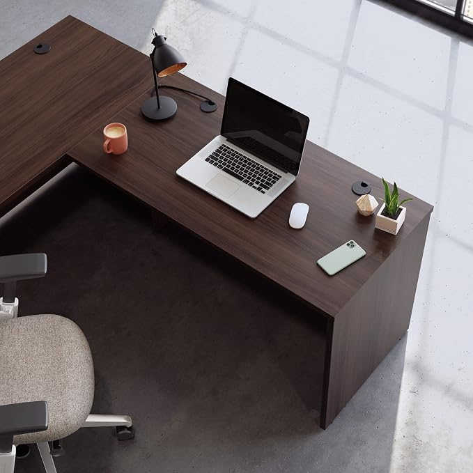 Sauder OfficeWorks Affirm 48x24 Desk Shell/cred/Return, Noble Elm Finish