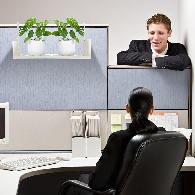 Lineshading Office Cubicle Shelf Storage Organizer Hanging File Organizer Cubicle Hanging Shelf Accessories Storage Bookshelf with Hooks for Home Desk