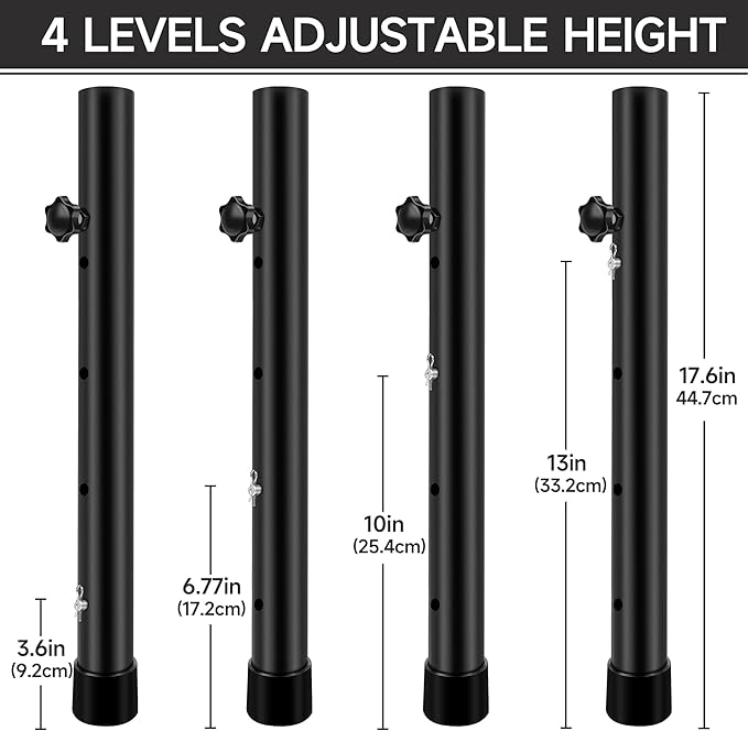 Table Leg Extenders for Folding Tables, Folding Table Legs Extensions for Straight and Bent Legs, Heavy Duty Steel 4 Levels Adjustable Folding Table Leg Risers, Raise Table Height