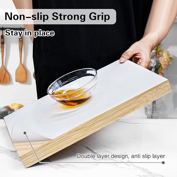 Drawer and Shelf Liner for Kitchen Cabinet,Non-Adhesive Cabinet Liner 12in x 20FT,Waterproof Shelf Paper Non-Slip Mats Cupboard Liners Contact Protect Dresser/Shelves/Table-White