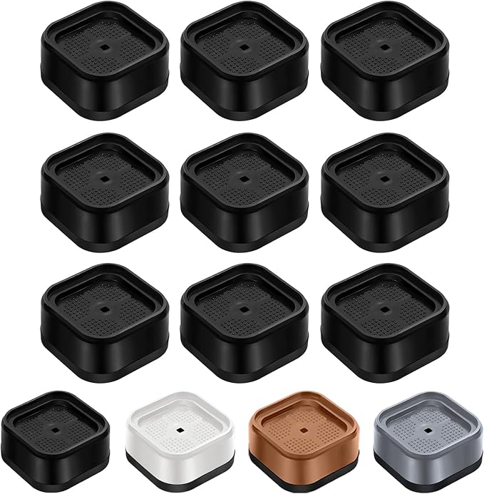 shouwuhho 9 Pack Furniture Risers Adjustable Bed Risers Heavy Duty Lifts Height 1", Square Stackable Bed Risers 1, 2 or 3 Inch for Desk Leg Table Couch Sofa Chair Bed Frame Legs Dorm, Black