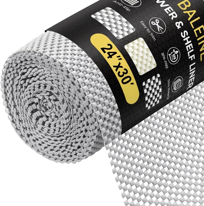 BALEINE Cabinet Liner, 24 in x 30 Ft Drawer and Shelf Liner for Kitchen Cabinets Non-Adhesive, Non-Slip Protect Desks, Cupboard, Drawers, Shelves, Tableware (Gray)