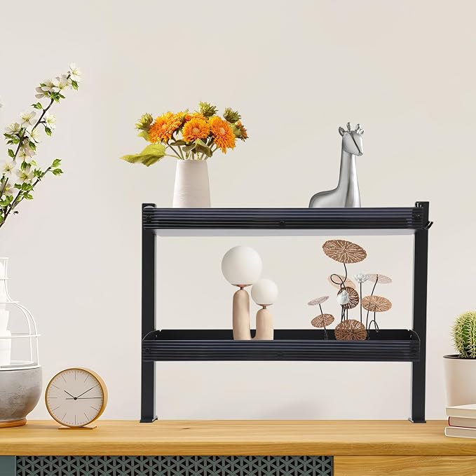 Clamp on Desk Shelf 2 Tier Office Desks Shelves Organizer Tabletop Book Storage Rack Plastic Desktop Supplies Storage Rack Office Supplies Desk Accessories