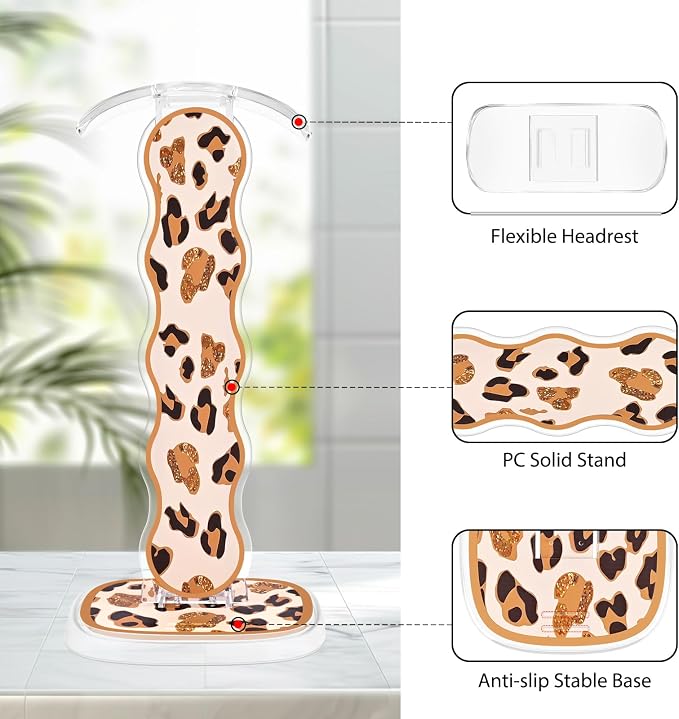 CameCosy Leopard Headphone Stand, Compatible with, Sturdy Acrylic Design, Multifunctional for Headphones & Cell Phone
