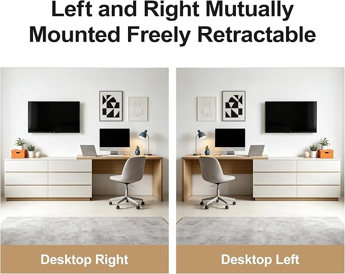 Retractable L-Corner Computer Desk with 6 Organizer Drawers for Games, Make-up, Home Office, Log