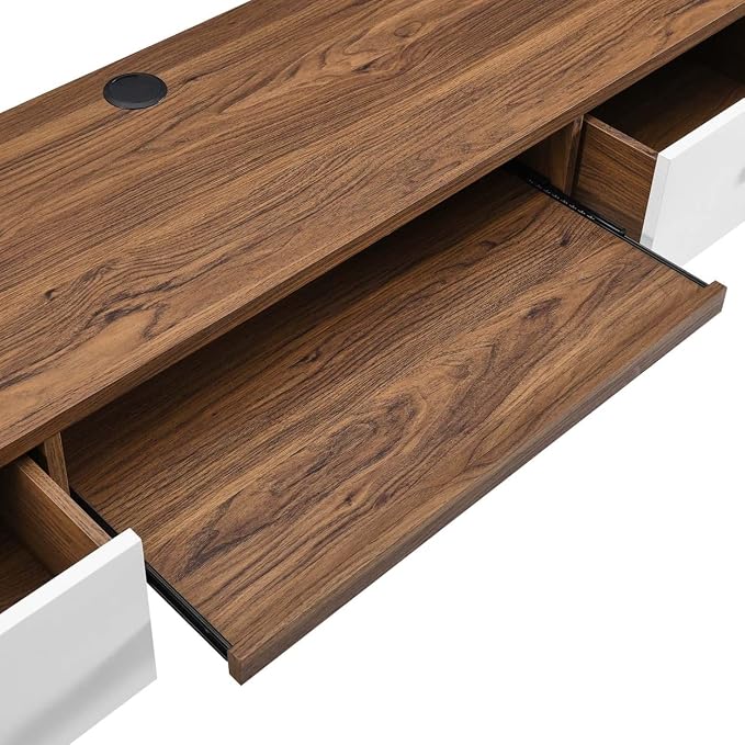 Modway EEI-5864-WAL-WHI Transmit 60" Wall Mount Wood Office Desk, Walnut White