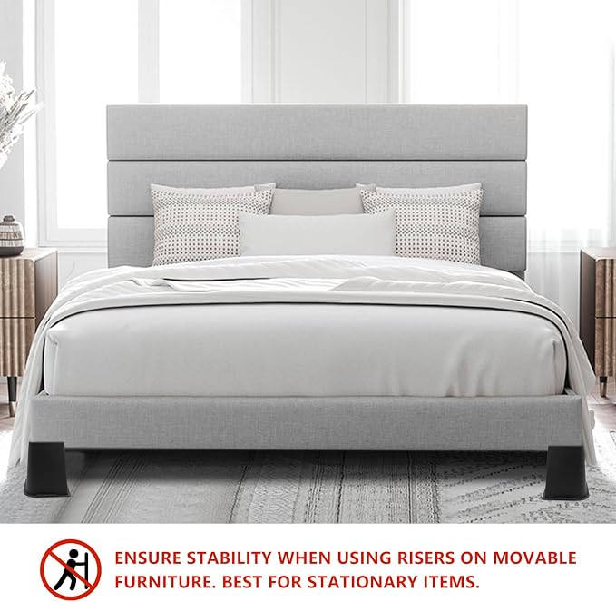 8 Pack Bed Risers 6 inch Heavy Duty, Oversized Furniture Risers, Black Bed Lifts Risers for Table, Sofa, Chair, Couch, Desk, Bed Frame Risers Supports Up to 6,500 Lbs