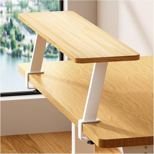 Desktop Shelf Organizer, 24in Space-Saving Desk Storage Rack, 1 Tier Hutch Shelf for Home Office Study, Clamp On Design