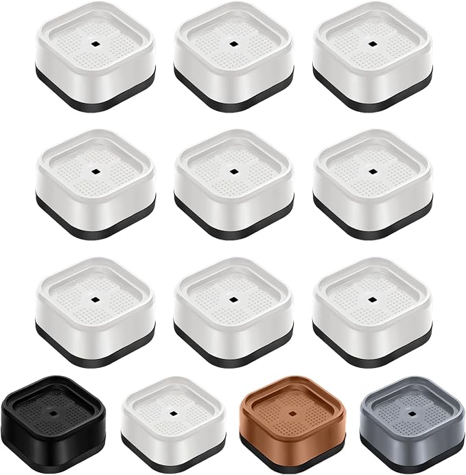 shouwuhho 9 Pack Furniture Risers Adjustable Bed Risers Heavy Duty Lifts Height 1", Square Stackable Bed Risers 1, 2 or 3 Inch for Desk Leg Table Couch Sofa Chair Bed Frame Legs Dorm, White